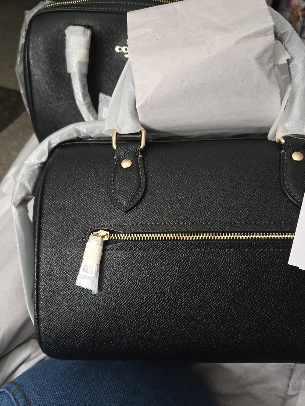 NWT Coach Rowan Black Leather Satchel with Gold Logo Brand Medium Size - Picture 3 of 5